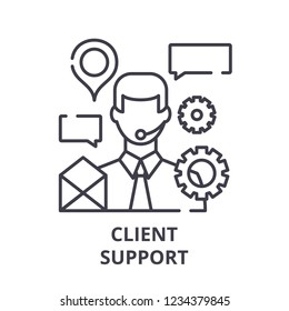 Client support line icon concept. Client support vector linear illustration, symbol, sign