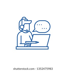 Client support  line icon concept. Client support  flat  vector symbol, sign, outline illustration.