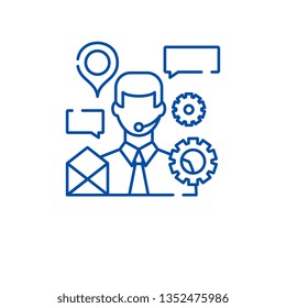 Client support line icon concept. Client support flat  vector symbol, sign, outline illustration.