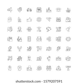 Client support linear icons, signs, symbols vector line illustration set