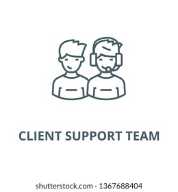 Client support team line icon, vector. Client support team outline sign, concept symbol, flat illustration