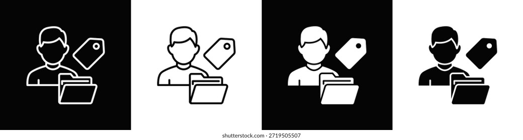 Client Tagging Icon Set White Black Background Style