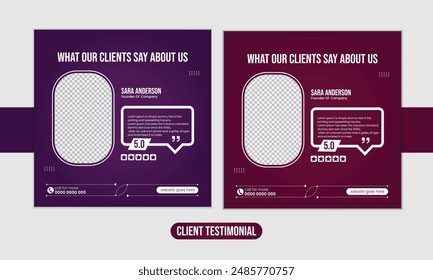 testimonio del cliente, testimonio del Comentarios Cliente en las redes sociales post Web Anuncio Plantilla
