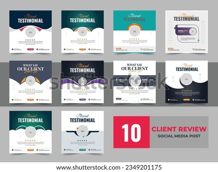 Client testimonial or customer feedback social media post or web banner template bundle, Customer Review banner, Testimonial banner