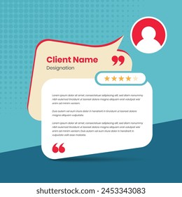 Client testimonial and customer review presentation social media post template with abstract message bubble shape