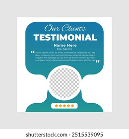 
Post de testemunho do cliente e design de banner quadrado