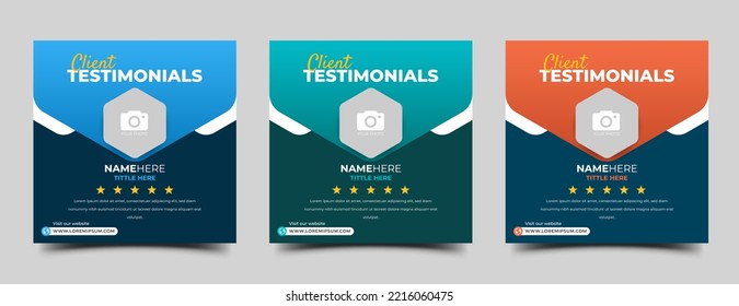 Recopilación de diseño de plantillas de publicación de mensajes de redes sociales testimoniales de clientes