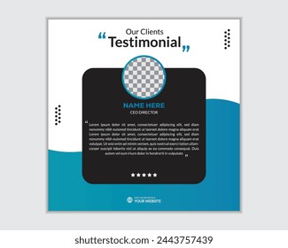 Client testimonial social media post design and square web banner template design.	