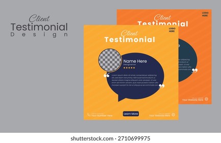 Testimonio del cliente Plantilla de publicaciones en redes sociales. Profesional Editable Testimonial Layout Plantilla.