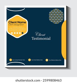 Client testimonial social media web banner template, Client testimonial vector template, client review template.
