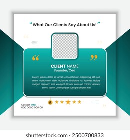 Client testimonial vector design template, client testimonial social media web banner template, customer feedback testimonial vector template, client review template.