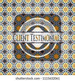 Client Testimonials arabic style badge. Arabesque decoration.