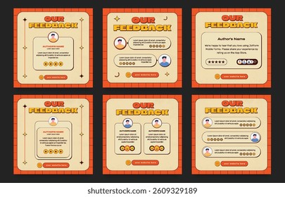 Client testimonials or customer feedback social media post web banner template. Customer feedback review or testimonial social media post Bundle design