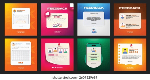 Client testimonials or customer feedback social media post web banner template. client testimonials social media post banner Bundle design template with multiple colors