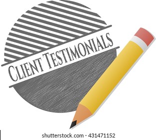 Client Testimonials drawn with pencil strokes