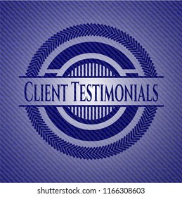 Client Testimonials emblem with jean texture