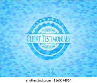 Client Testimonials realistic sky blue mosaic emblem