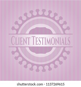 Client Testimonials retro style pink emblem