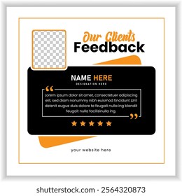 Client testimonials social media post banner design template. Client feedback social media post banner template.
