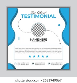 Client testimonials social media post design vactor template	

