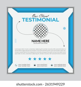 Client testimonials social media post design vactor template	
