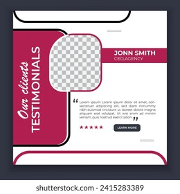  Client testimonials template design review social media post or web banner design.