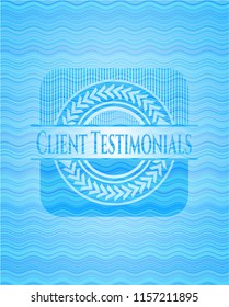 Client Testimonials water wave badge background.