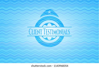 Client Testimonials water wave emblem.