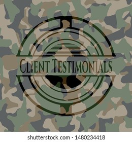 Client Testimonials written on a camo texture. Vector Illustration. Detailed.