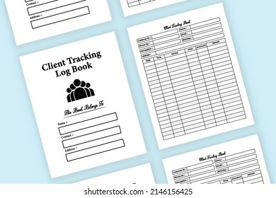 Client tracking notebook interior. Business buyer and clint information tracker template. Interior of a journal. Client information tracking and service checker notebook interior.