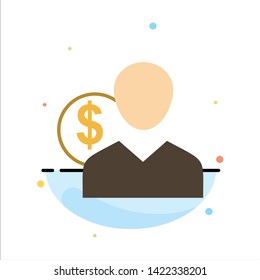 Client, User, Costs, Employee, Finance, Money, Person Abstract Flat Color Icon Template