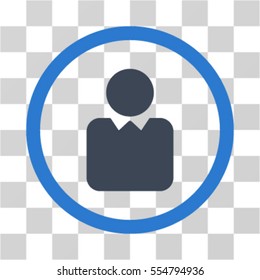 Client vector bicolor rounded icon. Image style is a flat icon symbol inside a circle, smooth blue colors, transparent background.