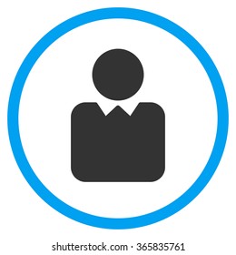 Client vector icon. Style is bicolor flat circled symbol, blue and gray colors, rounded angles, white background.