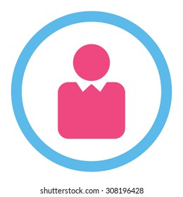 Client vector icon. This flat rounded symbol uses pink and blue colors and isolated on a white background.