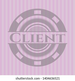Client vintage pink emblem. Vector Illustration. Detailed.
