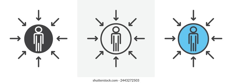 Client-Centric Approach and Focus Icons. Consumer First and Business Strategy Symbols.