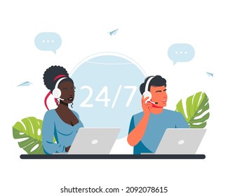 Clients Assistance, Call Center, Hotline Operator, Consultant Manager, Technical Support, Customer Care. Seamless And Personalized Service, Customer Experience Concept. Vector Illustration