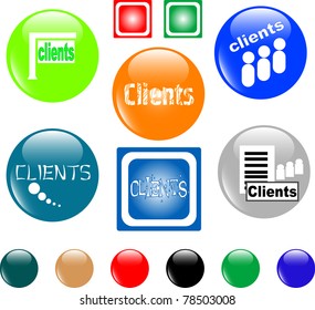 clients button set of colored shiny icon