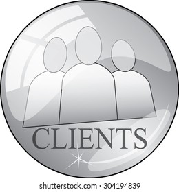 clients circular icon on white background