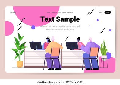 clients and consultants in modern bank assistants offering banking products to customers banking concept