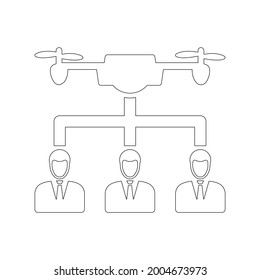 Clients control multicopter drone icon (Outline Vector illustration)