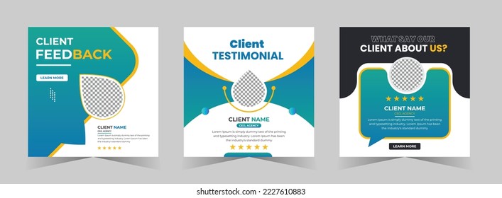 Clients feedback or testimonial social media web banner bundle