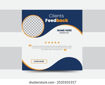 Clients feedback or testimonial web banner for social media post