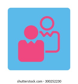 Clients icon. This flat rounded square button uses pink and blue colors and isolated on a white background.