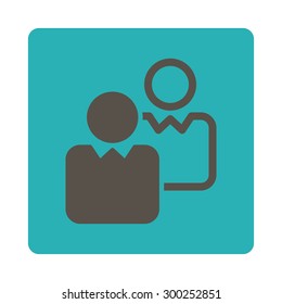 Clients icon. This flat rounded square button uses grey and cyan colors and isolated on a white background.