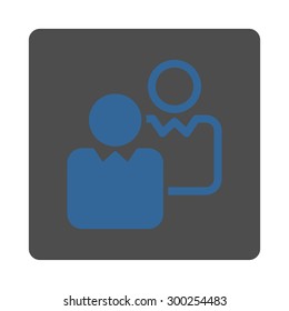 Clients icon. This flat rounded square button uses cobalt and gray colors and isolated on a white background.