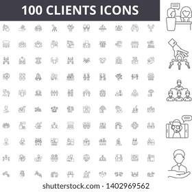 Clients line icons, signs, vector set, outline illustration concept 