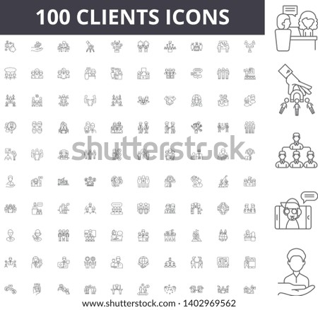 Clients line icons, signs, vector set, outline illustration concept 