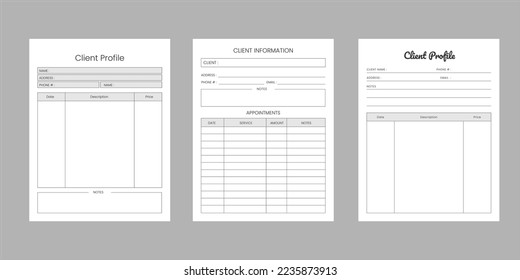 Clients profile providers page or form page planner