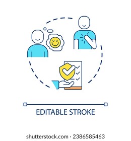 Clients security concept icon. Provide certainty. Customer satisfaction. Business reliability abstract idea thin line illustration. Isolated outline drawing. Editable stroke. Arial font used